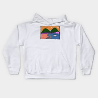 kids drawing mountains Kids Hoodie